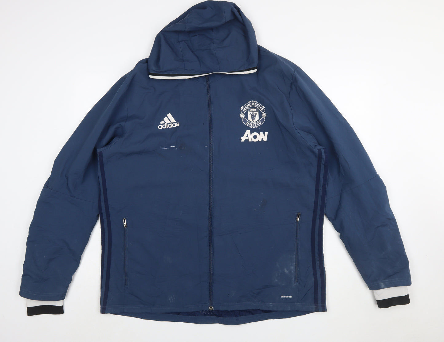 Adidas Men’s Blue Manchester United Hooded Windbreaker Jacket XL