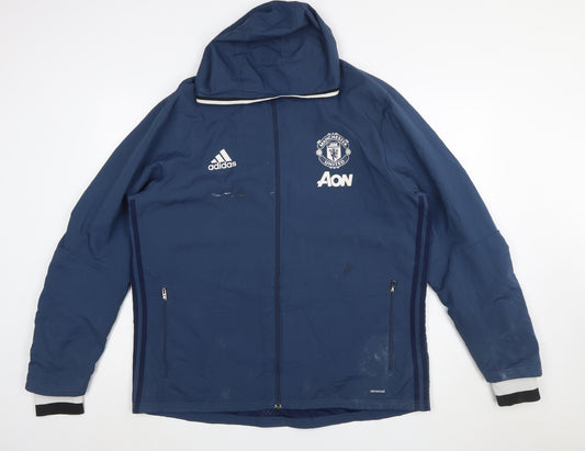 Adidas Men’s Blue Manchester United Hooded Windbreaker Jacket XL
