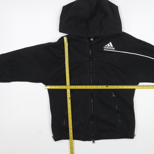 Adidas Womens Black Full Zip Hoodie S 8-10 Hooded Sportswear