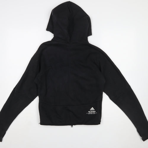 Adidas Womens Black Full Zip Hoodie S 8-10 Hooded Sportswear