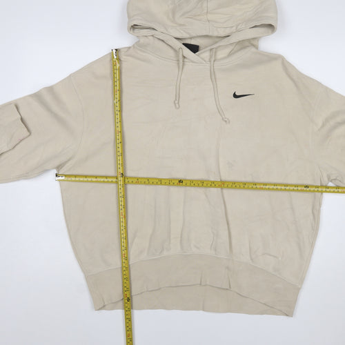 Nike Women Beige Pullover Hoodie M Cotton Blend Casual Sportswear