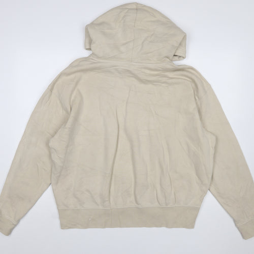 Nike Women Beige Pullover Hoodie M Cotton Blend Casual Sportswear