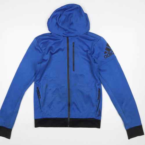 Adidas Men's Blue Full Zip Hooded Sports Hoodie Size S