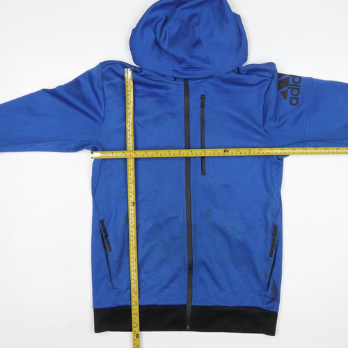Adidas Men's Blue Full Zip Hooded Sports Hoodie Size S