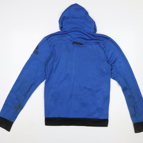 Adidas Men's Blue Full Zip Hooded Sports Hoodie Size S