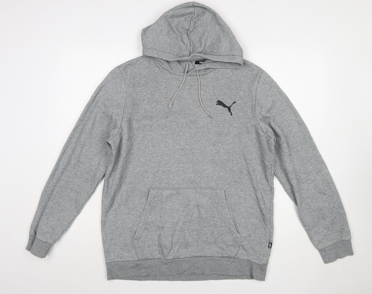 Puma Men's Grey Pullover Hoodie M Regular Fit Logo Sweatshirt