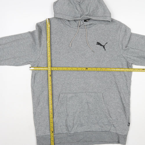Puma Men's Grey Pullover Hoodie M Regular Fit Logo Sweatshirt