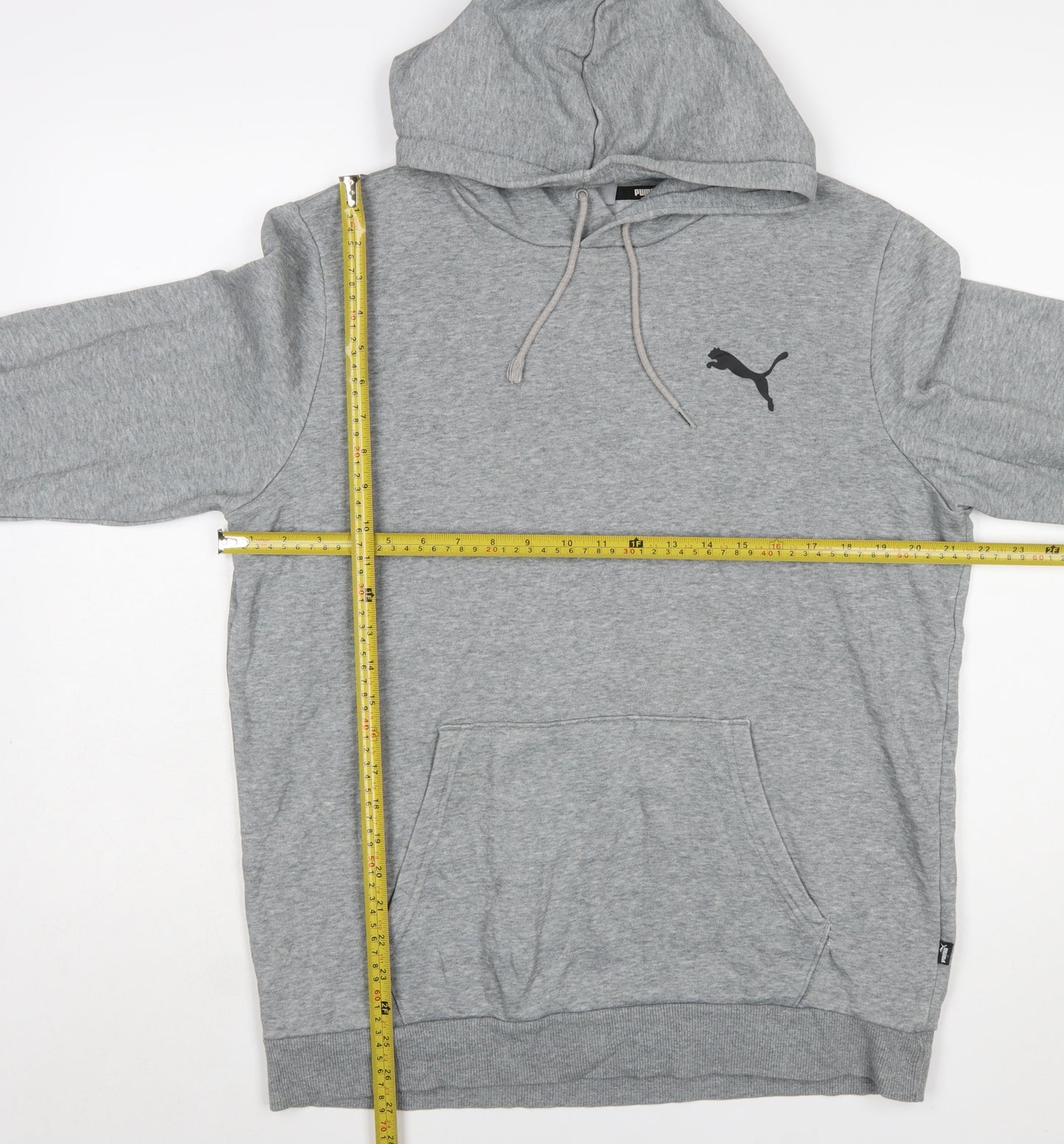 Puma Men's Grey Pullover Hoodie M Regular Fit Logo Sweatshirt