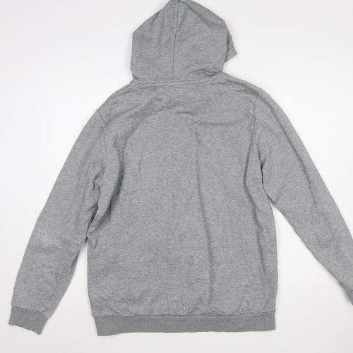 Puma Men's Grey Pullover Hoodie M Regular Fit Logo Sweatshirt