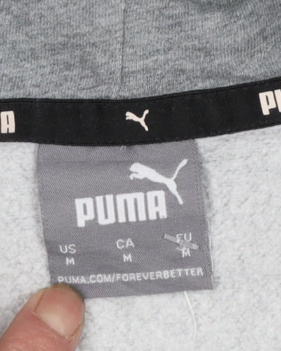 Puma Men's Grey Pullover Hoodie M Regular Fit Logo Sweatshirt