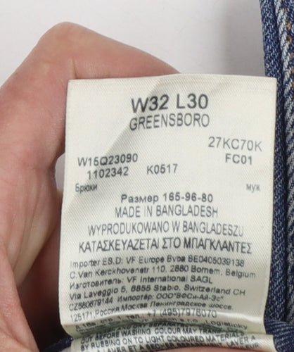 Wrangler Men Blue Greensboro Straight Fit Denim Jeans W32 L30