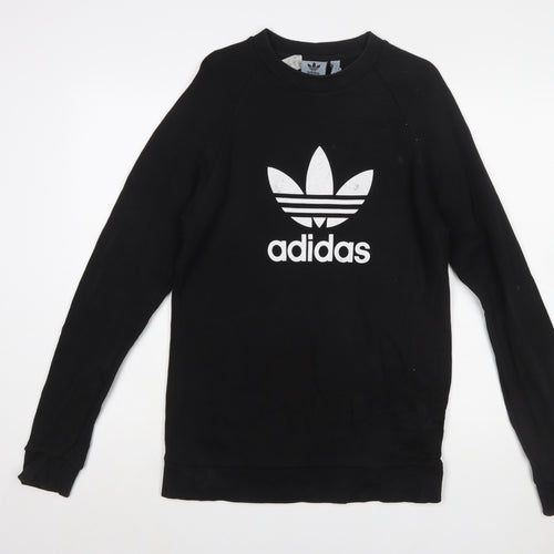 Adidas Men's Black Small Pullover Crew Neck Logo Sweatshirt