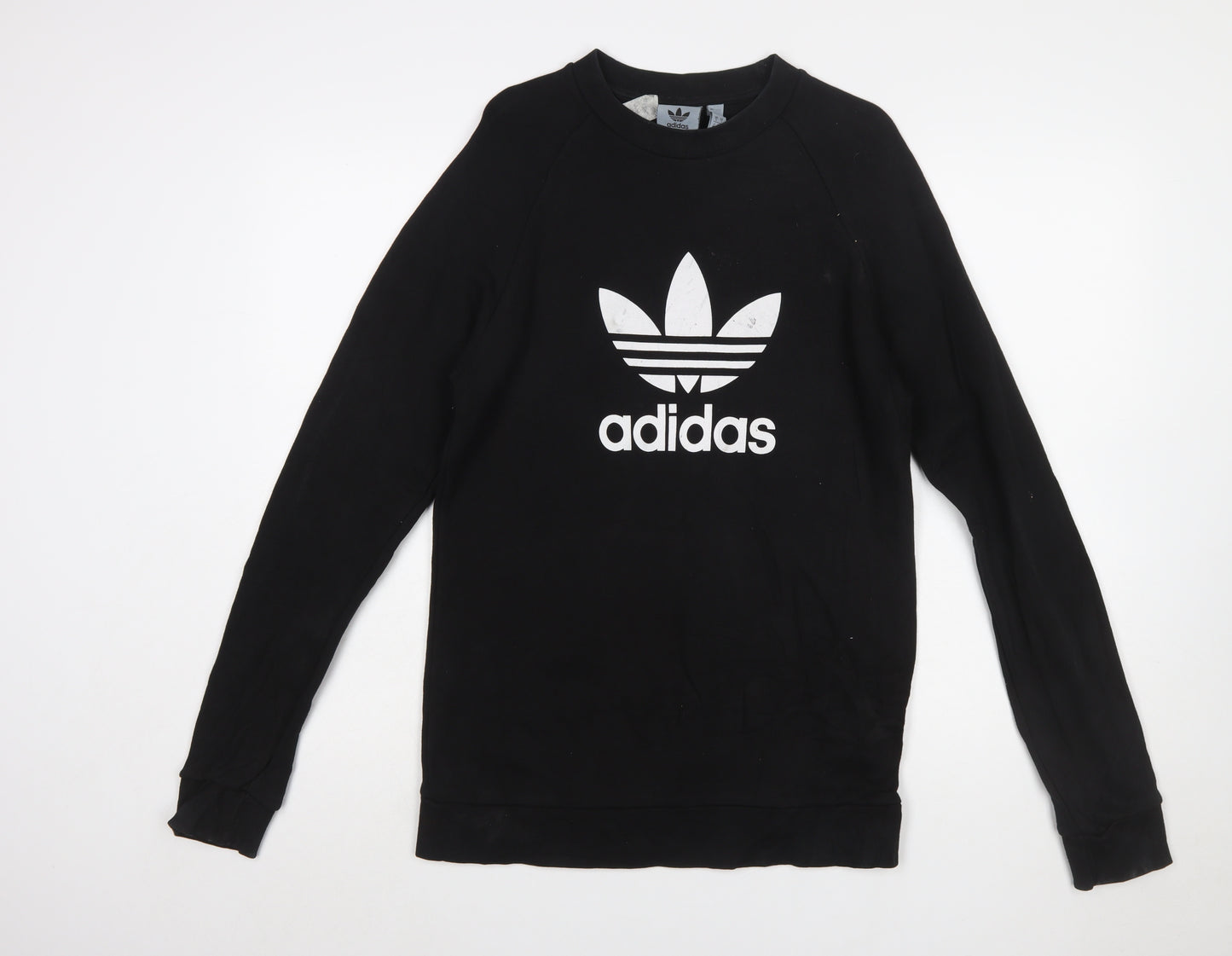 Adidas Men's Black Small Pullover Crew Neck Logo Sweatshirt