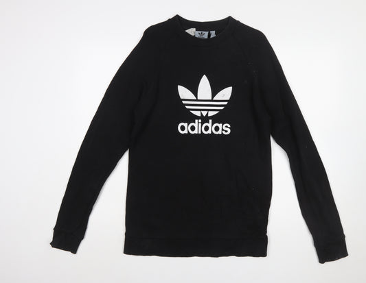 Adidas Men's Black Small Pullover Crew Neck Logo Sweatshirt