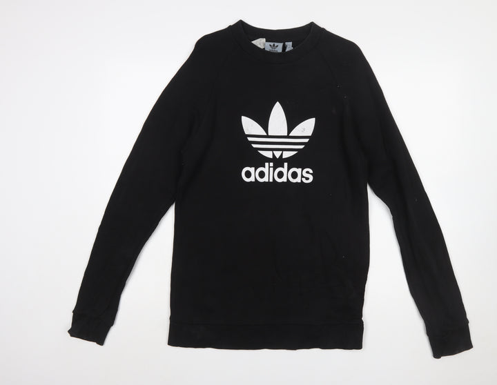 Adidas Men's Black Small Pullover Crew Neck Logo Sweatshirt