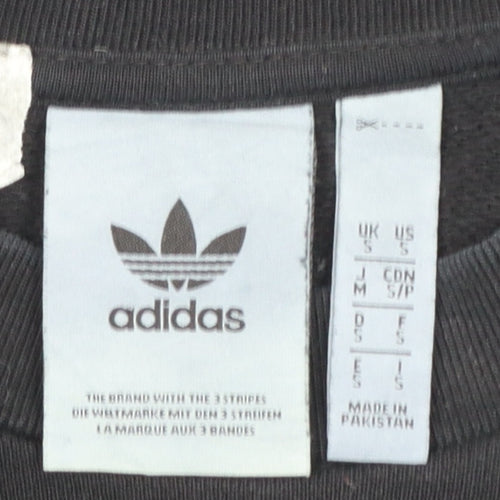 Adidas Men's Black Small Pullover Crew Neck Logo Sweatshirt