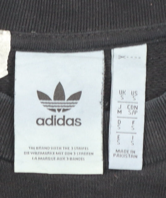 Adidas Men's Black Small Pullover Crew Neck Logo Sweatshirt
