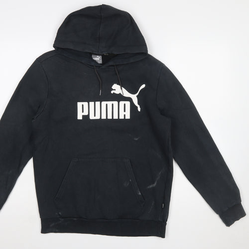 Puma Mens Black Pullover Hoodie S Hooded Logo Sports Sweatshirt