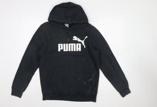 Puma Mens Black Pullover Hoodie S Hooded Logo Sports Sweatshirt