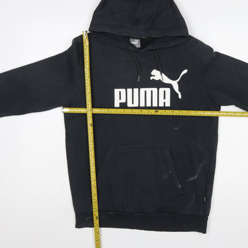Puma Mens Black Pullover Hoodie S Hooded Logo Sports Sweatshirt