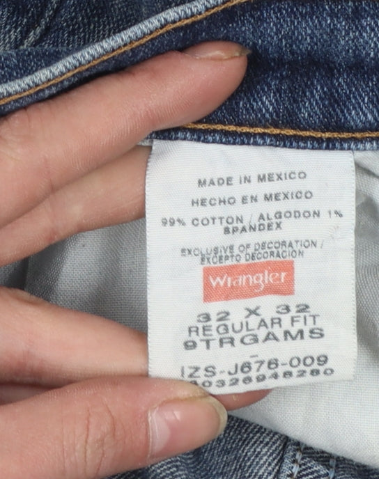 Wrangler Men’s Blue Regular Fit Straight Denim Jeans 32x32