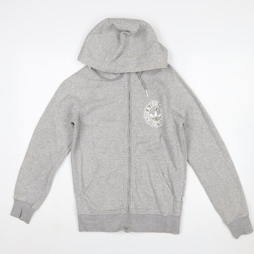 Adidas Originals Women's Grey Full Zip Hoodie Size 10 Cotton Blend