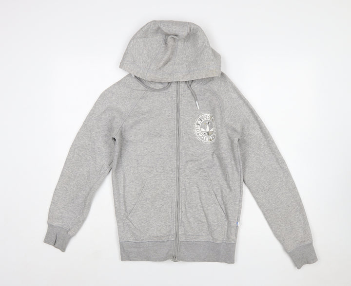 Adidas Originals Women's Grey Full Zip Hoodie Size 10 Cotton Blend