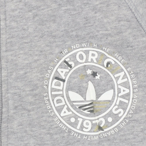 Adidas Originals Women's Grey Full Zip Hoodie Size 10 Cotton Blend