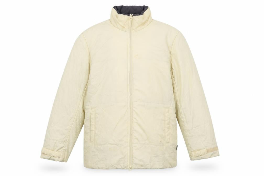 Front view of Adidas Men's Beige Lightweight Full Zip Jacket, size S