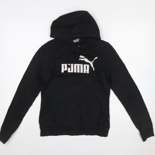 Puma Womens Black XS Pullover Hoodie with Logo Print