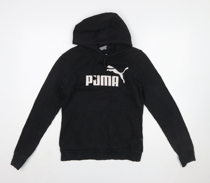 Puma Womens Black XS Pullover Hoodie with Logo Print