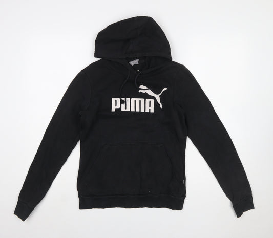 Puma Womens Black XS Pullover Hoodie with Logo Print