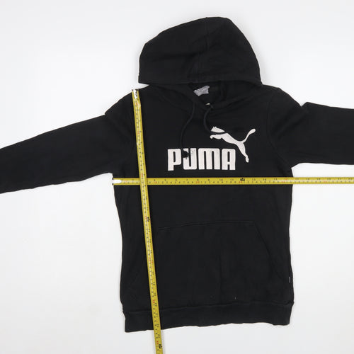 Puma Womens Black XS Pullover Hoodie with Logo Print