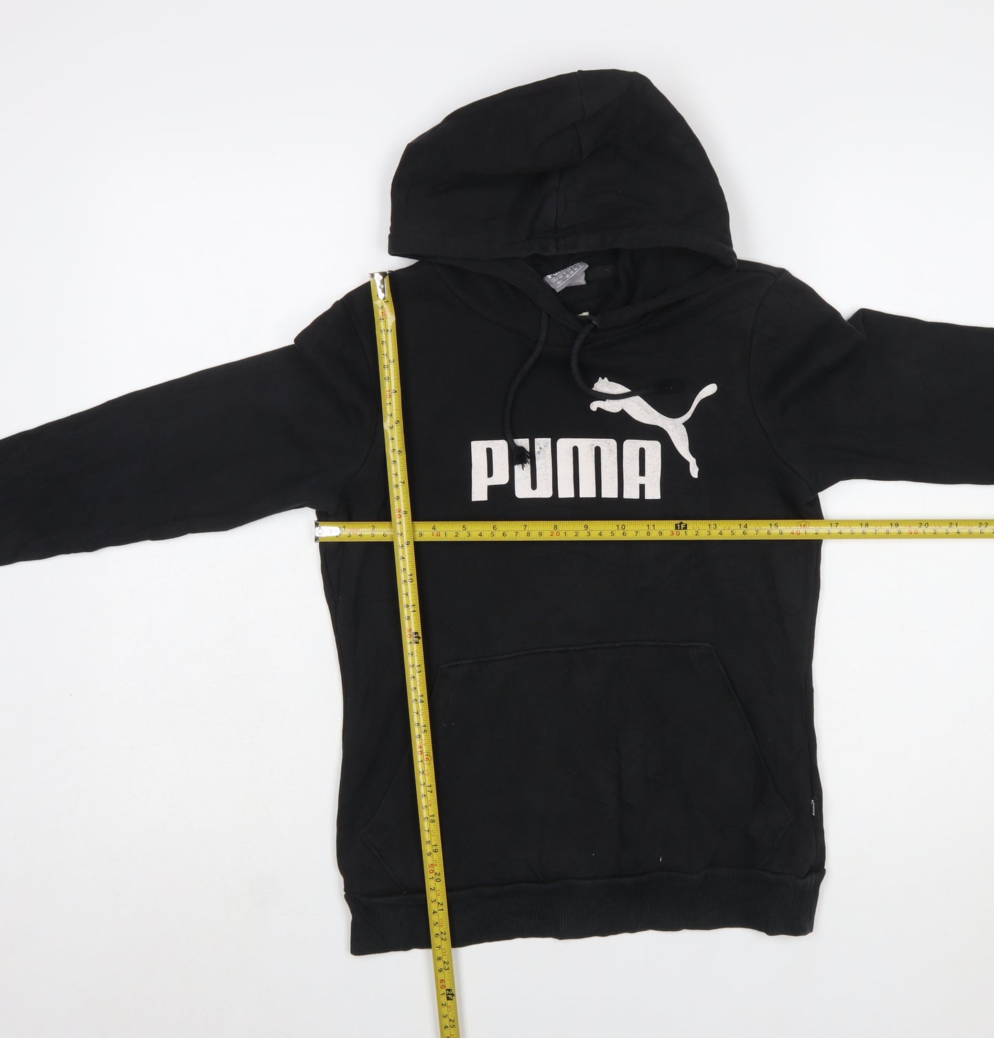 Puma Womens Black XS Pullover Hoodie with Logo Print