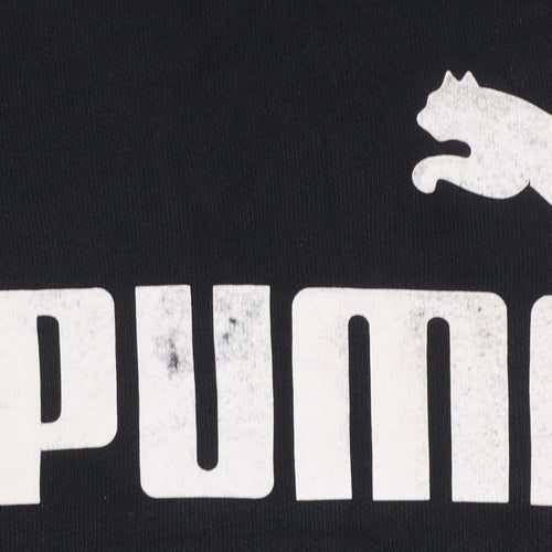 Puma Womens Black XS Pullover Hoodie with Logo Print