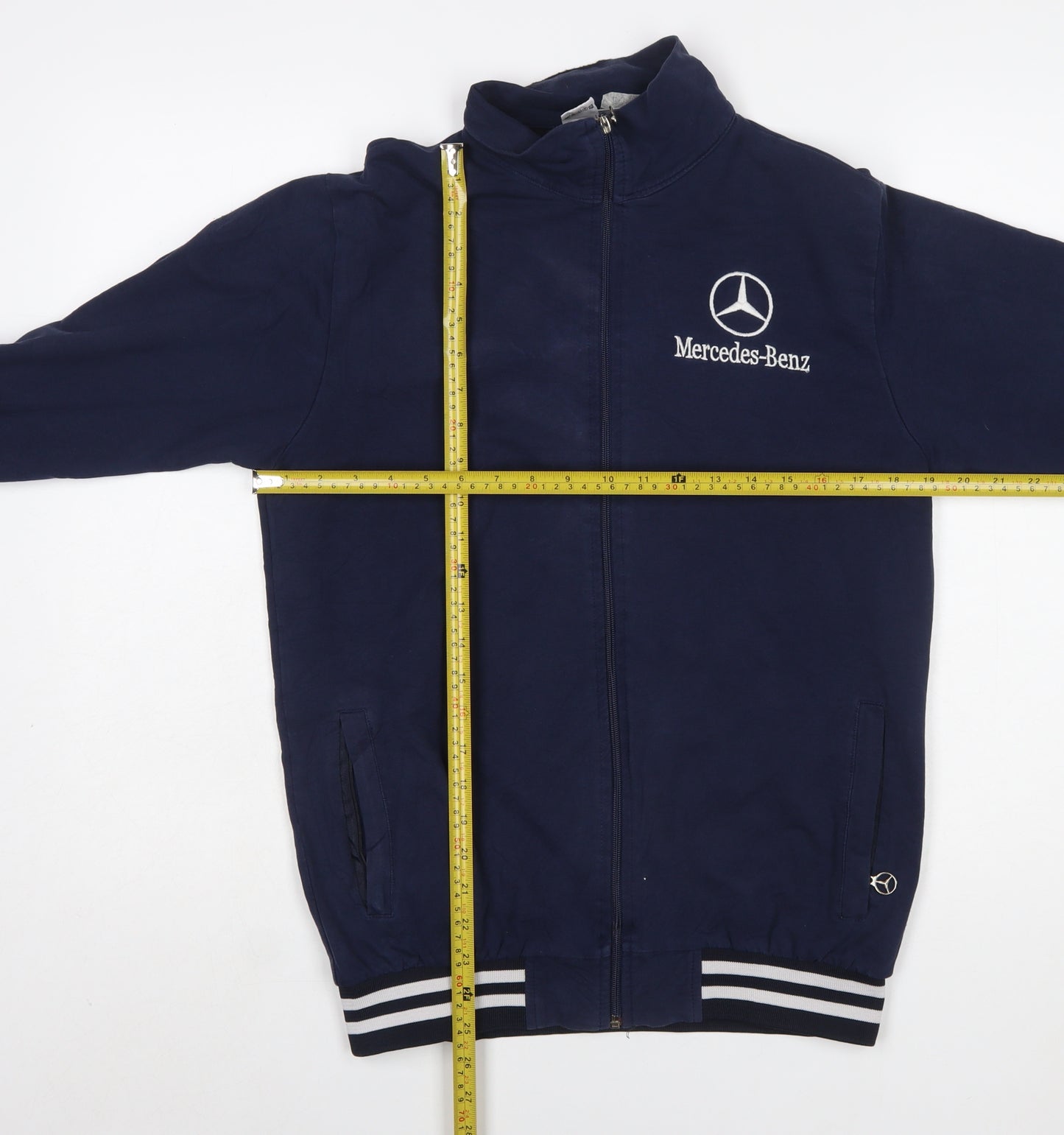 Mercedes-Benz Men's Blue Full Zip Sweatshirt L Embroidered Logo