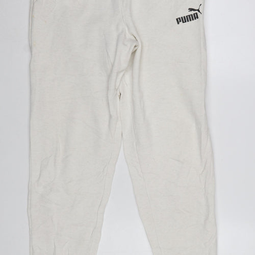 Puma Boys White Jogger Sweatpants XL 15-16 Years Elastic Waist Pockets