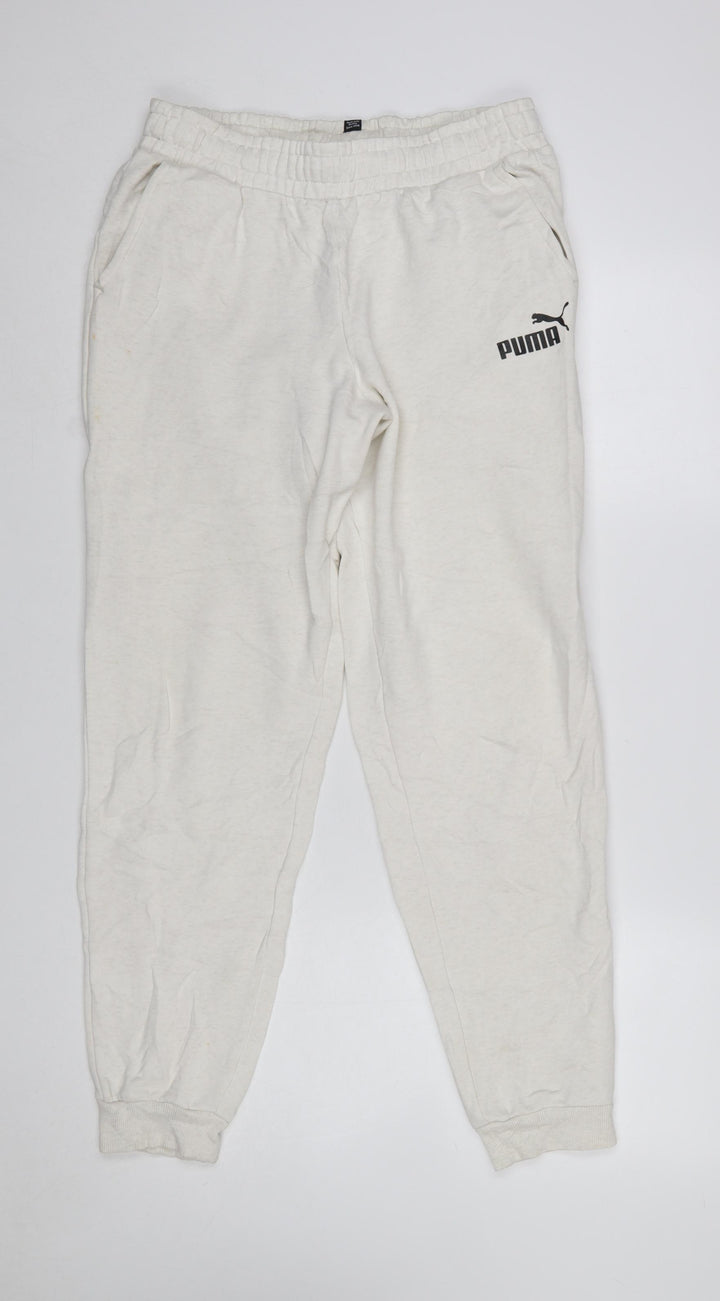 Puma Boys White Jogger Sweatpants XL 15-16 Years Elastic Waist Pockets