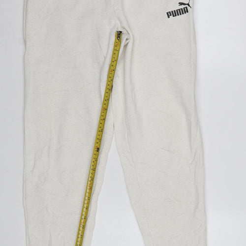 Puma Boys White Jogger Sweatpants XL 15-16 Years Elastic Waist Pockets