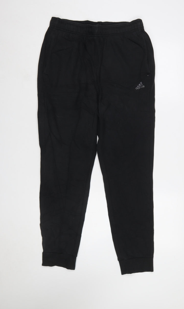 Adidas Men Black XL Jogger Trousers Cuffed Pockets