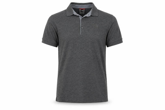Front view of The North Face Men's Grey Short Sleeve Polo Shirt, size S
