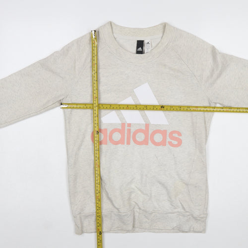 Adidas Women Beige Crew Neck Pullover Sweatshirt Size 8 Cotton Blend