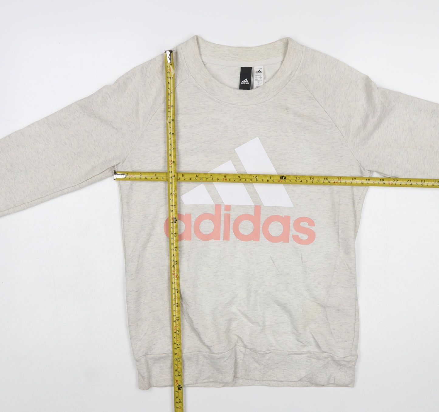 Adidas Women Beige Crew Neck Pullover Sweatshirt Size 8 Cotton Blend