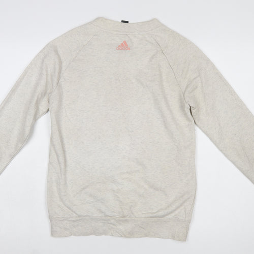 Adidas Women Beige Crew Neck Pullover Sweatshirt Size 8 Cotton Blend