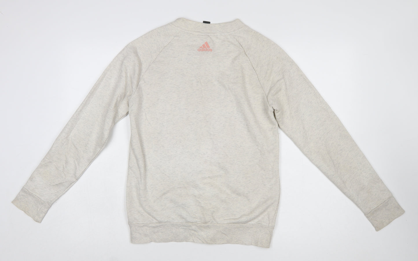 Adidas Women Beige Crew Neck Pullover Sweatshirt Size 8 Cotton Blend