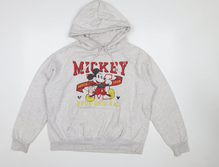 Disney Women's Grey Mickey Mouse Pullover Hoodie Size M