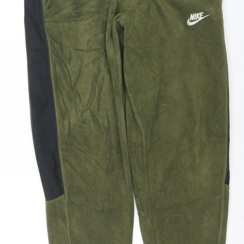 Nike Men's Green Fleece Jogger Trousers Size S Elastic Waist