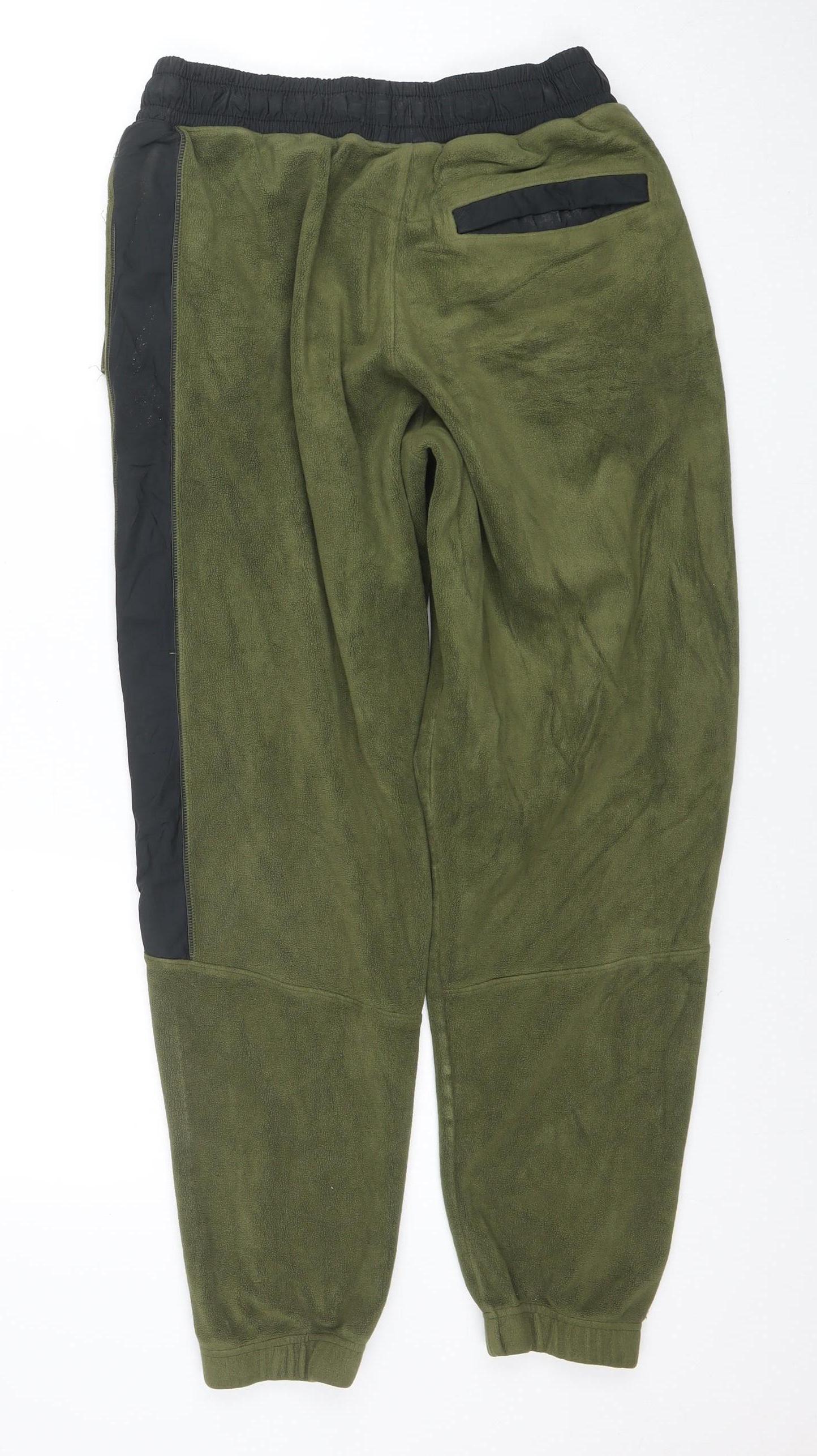 Nike Men's Green Fleece Jogger Trousers Size S Elastic Waist