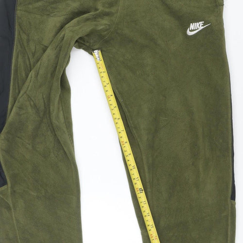 Nike Men's Green Fleece Jogger Trousers Size S Elastic Waist