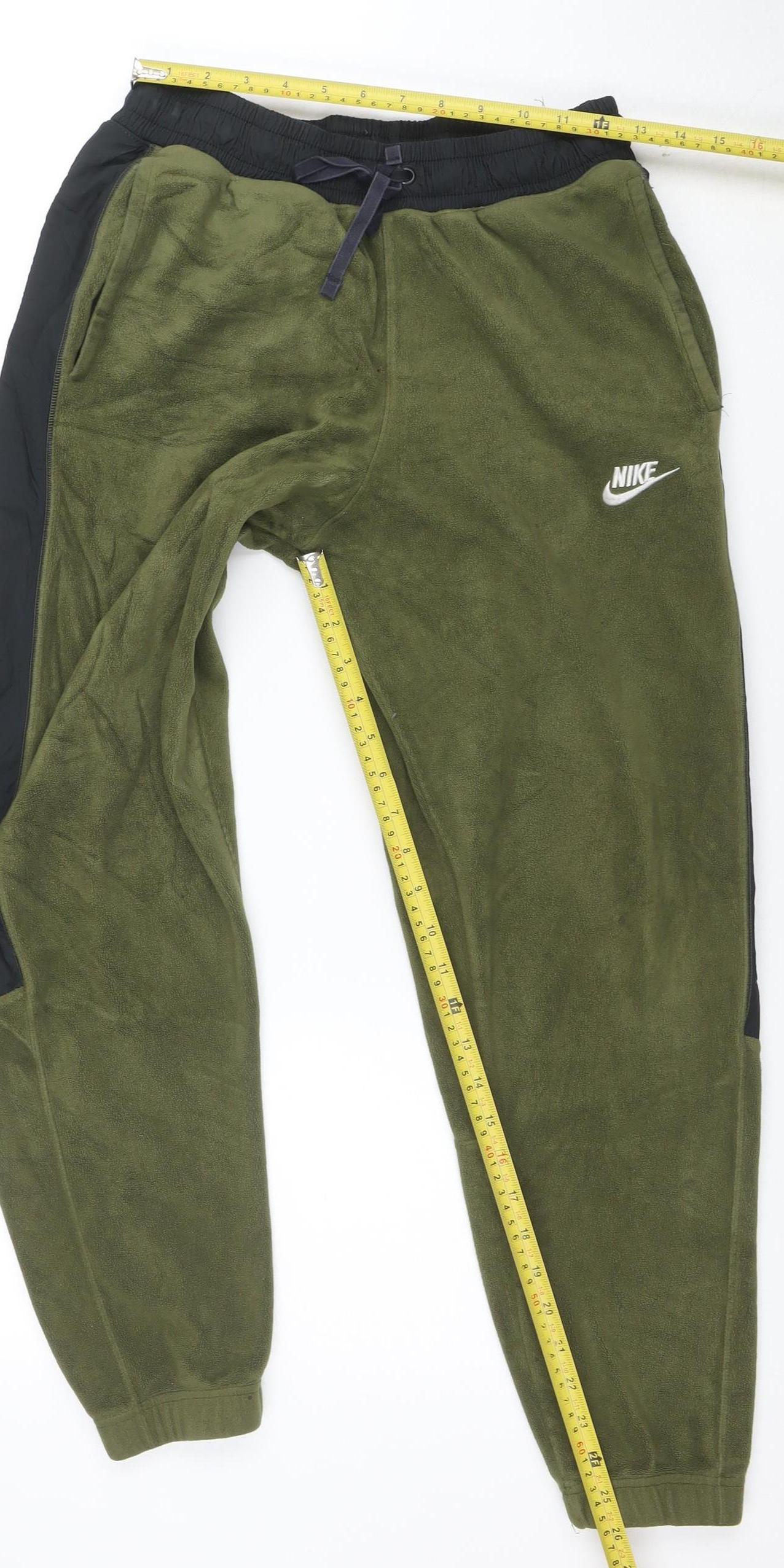 Nike Men's Green Fleece Jogger Trousers Size S Elastic Waist